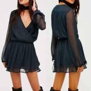Free People Womens Daliah Peasent Blouson Mini Dress Green